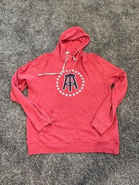 Men's Red Hooded Pullover Sweatshirt with Star Emblem